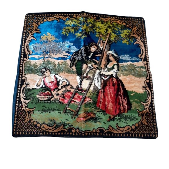 Tapestry Pillow Cover Italian Pastoral Scene Estate Made in Italy 18" Square - Picture 2 of 10